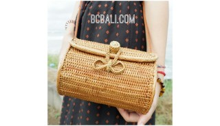 cylinder bag ata grass handwoven balinese handmade design